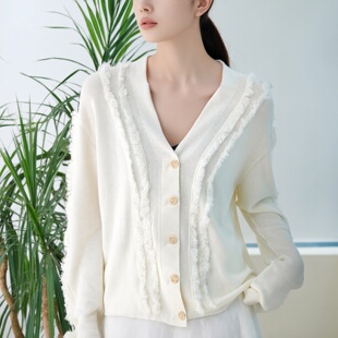 毛衣开衫 26年春季 UW毛边长袖