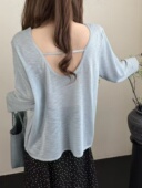 设计感宽松防晒罩衫 2026春季 t恤女薄款 韩系穿搭露背长袖 上衣 新款