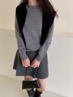 无缝一体100%全羊毛韩系柔软百搭纯色净版 102 圆领宽松毛衣打底衫