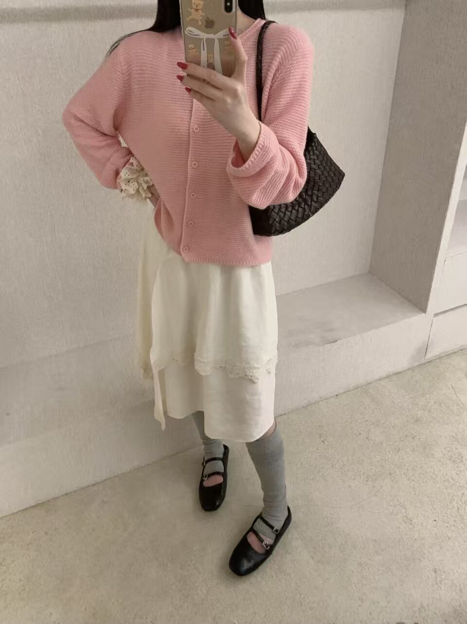 韩系春款宽松慵懒简约丝羊绒开衫含羊绒+亮片高质感针织开衫5557