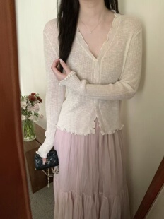 小披肩上衣罩衫 春夏季 女外搭空调衫 亚麻针织凉感防晒开衫 9715 薄款