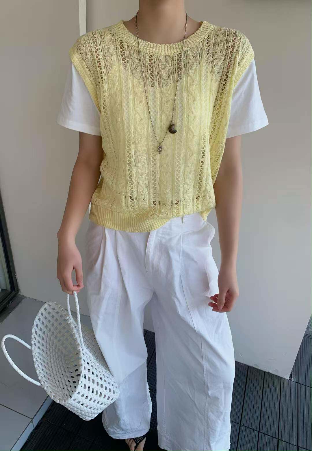 2026早春新款韩版宽松显瘦圆领短袖针织衫女毛衣上衣女薄款打底衫