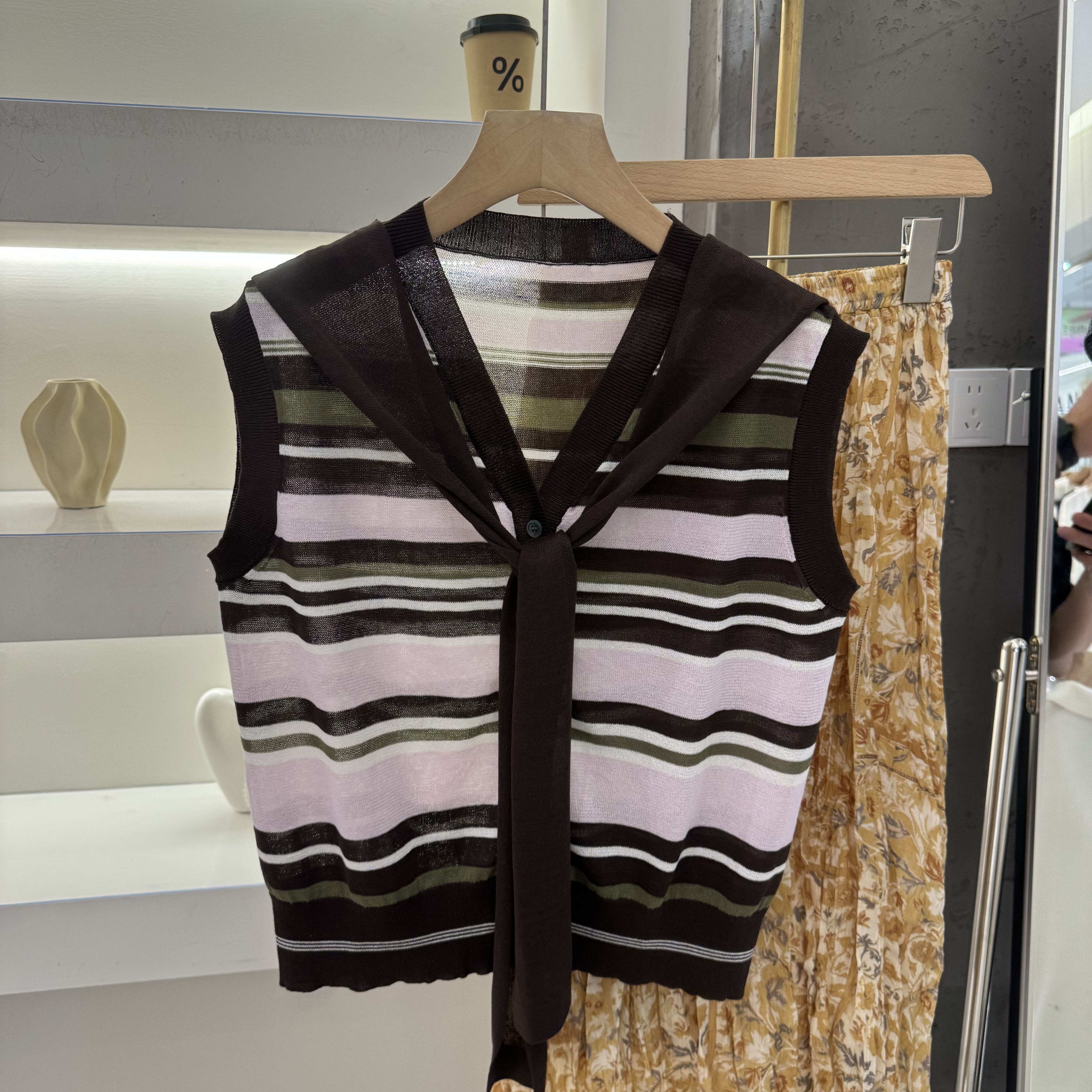 2026夏新款欧货时尚叠穿针织背心条纹内搭减龄披肩百搭上衣马甲