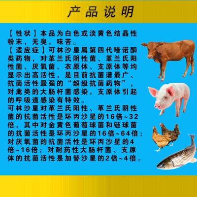 水产养殖可林沙星可溶性粉猪鸡鸭鱼虾葡萄球菌链球菌支原体衣原体