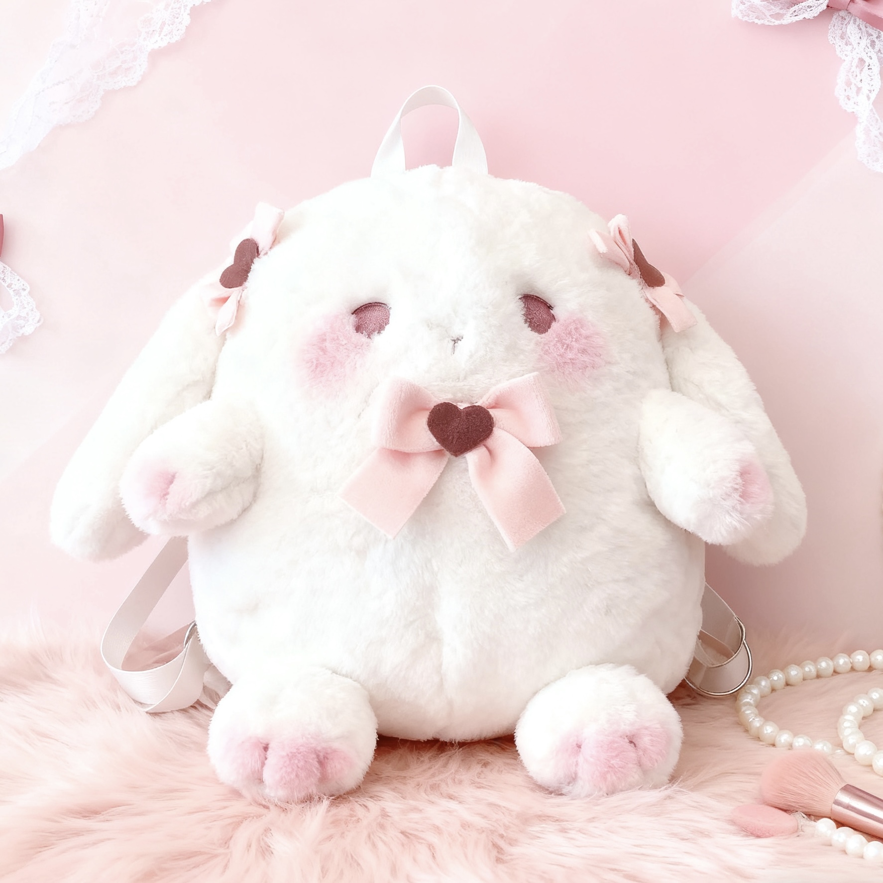 某馒头原创小胖墩毛绒兔子斜挎包