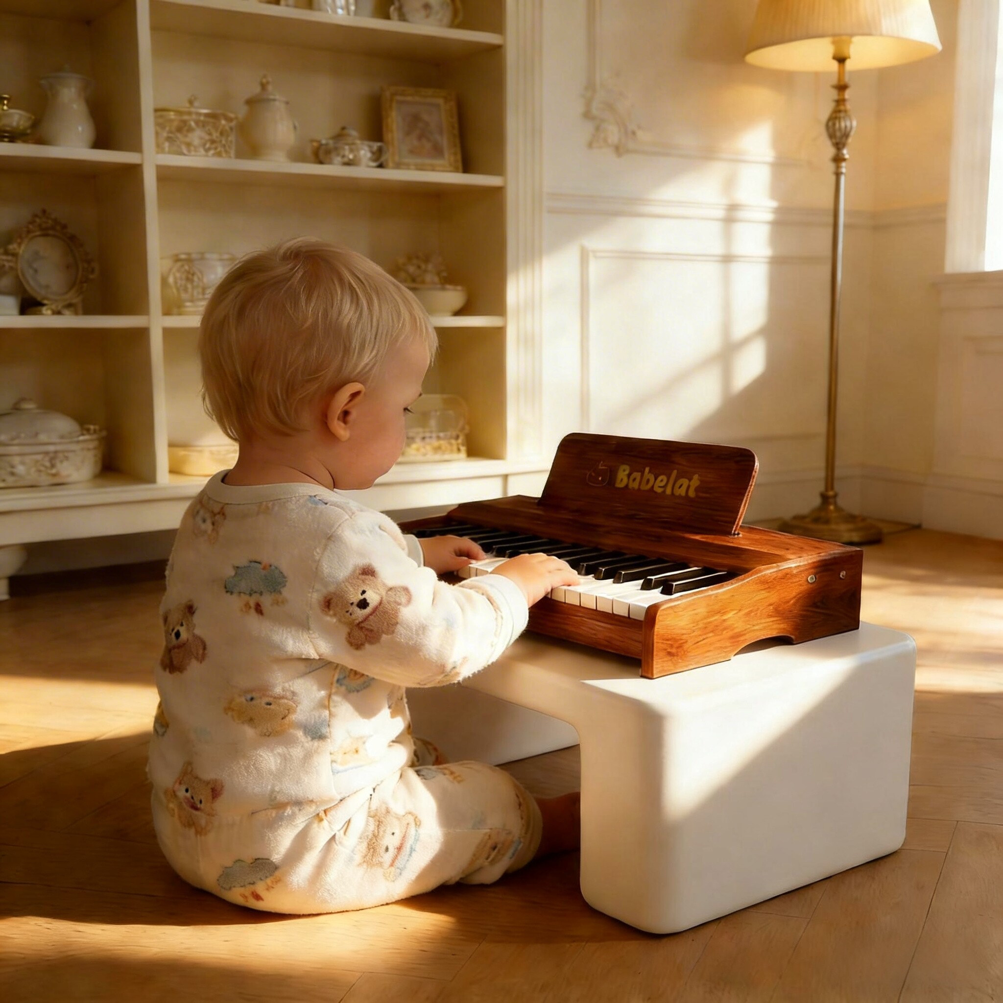 babefat儿童小钢琴宝宝入门电子琴幼儿女孩木质玩具婴儿周岁礼物