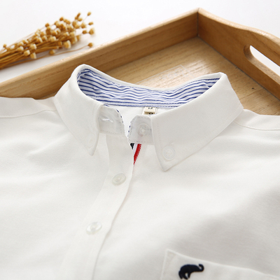 2025秋季新款小个子150小码中性男女情侣衬衫长袖纯棉打底衬衣潮