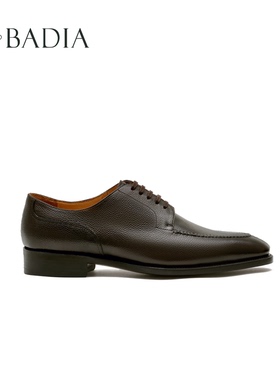 Badia挑缝德比皮鞋意大利荔枝纹牛皮黑色深棕色手缝沿条系列皮底