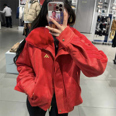 阿迪达斯 女子运动休闲潮流CNY新年款加绒夹克外套 KH2661 KH2662