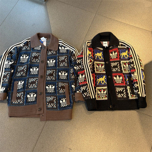 Adidas三叶草 运动休闲潮流马年针织宽松夹克外套 KT0715 KR2801