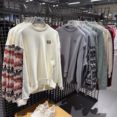 Adidas三叶草 女子运动休闲潮流针织刺绣宽松卫衣 IA8930  IA8931