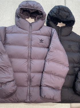 Adidas三叶草 男女运动休闲潮流宽松连帽棉服外套 JX4122 JX4123