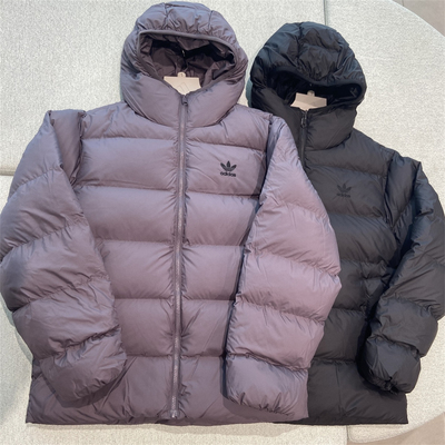 Adidas三叶草 男女运动休闲潮流宽松连帽棉服外套 JX4122 JX4123