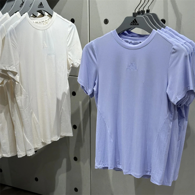 阿迪达斯 女子运动休闲潮流健身瑜伽速干短袖T恤 JZ6280 JZ6282