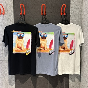 Nike耐克 夏季男女运动休闲潮流墨镜法斗小狗宽松短袖T恤 FD6637