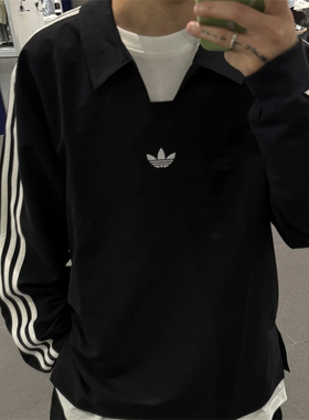 Adidas三叶草 男女运动休闲潮流经典POLO衫长袖T恤 KF9602 KH4517