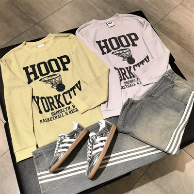 Adidas三叶草 运动休闲潮流篮球宽松华夫格针织卫衣JY4735 KE6111