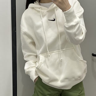 Nike耐克 春秋女子运动休闲潮流刺绣小勾加绒连帽卫衣帽衫 DQ5861