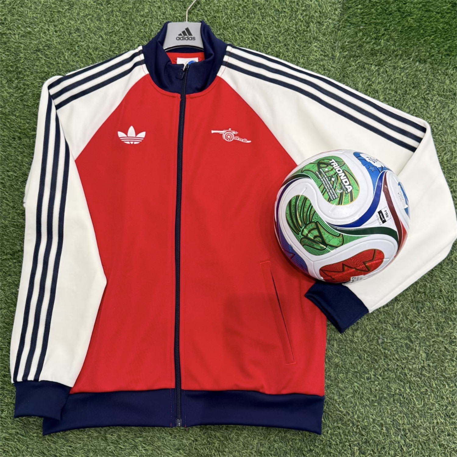 Adidas三叶草 阿森纳男子运动休闲刺绣足球复古夹克外套 KB1793,运动服/休闲服装,运动茄克/外套,淘宝优惠券,粉丝福利购,淘宝优惠卷