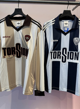 三叶草 男女运动休闲潮流复古撞色条纹球衣长袖T恤 HZ3787 KV6875