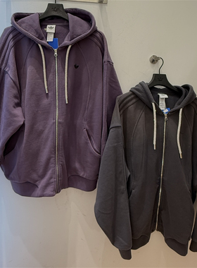 三叶草 女子运动休闲潮流抽绳连帽卫衣开衫外套 KT6377 KT6378