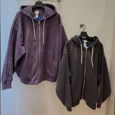 三叶草 女子运动休闲潮流抽绳连帽卫衣开衫外套 KT6377 KT6378