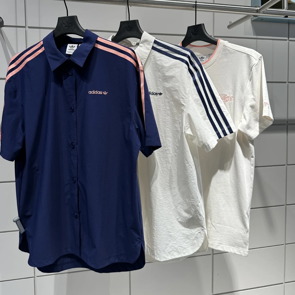 Adidas三叶草 女子运动休闲潮流经典宽松短袖衬衫 JD3282 JD3283