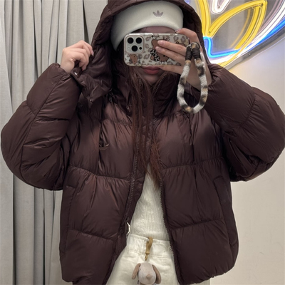 Adidas三叶草 女子运动休闲宽松连帽羽绒服外套 KG4904 KG4905