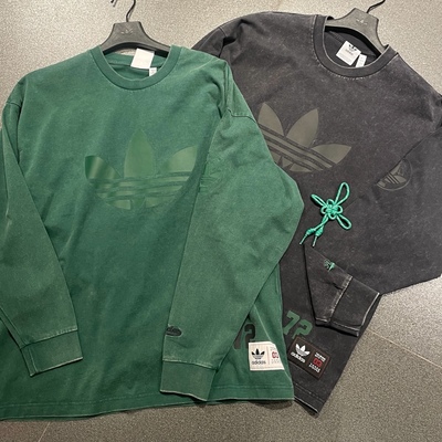 Adidas三叶草 男女运动休闲潮流复古宽松长袖T恤 JN0777 JN0778