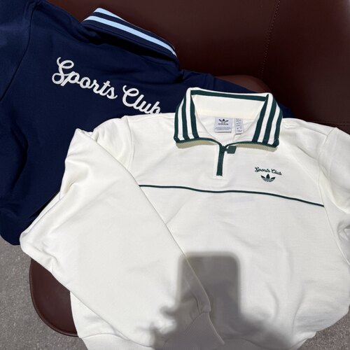 Adidas三叶草 女子运动潮流复古学院风半拉链卫衣 JM8013 JM8014