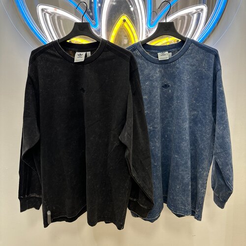 Adidas三叶草 男女运动休闲潮流水洗做旧长袖T恤 KA2316 KA6760