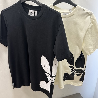 Adidas三叶草男女运动休闲潮流大标印花宽松短袖T恤JD3246 JD3247