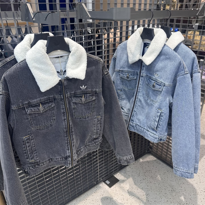 Adidas三叶草 女子运动潮流保暖牛仔棉服夹克外套 KC2626 KB5449
