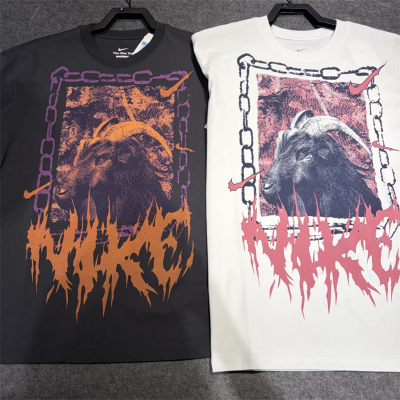 Nike耐克 男子运动休闲潮流复古印花GOAT山羊宽松短袖T恤 II0682