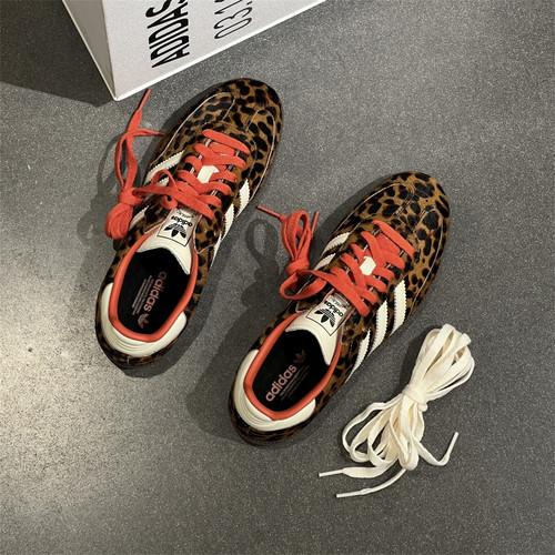 Adidas三叶草 运动休闲潮流豹纹SAMBA低帮德训鞋 JI2734 JI2735