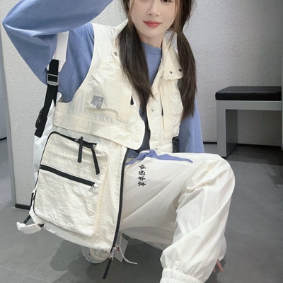 中国李宁 男女运动休闲潮流工装大口袋防泼水背心马甲外套AMDT021