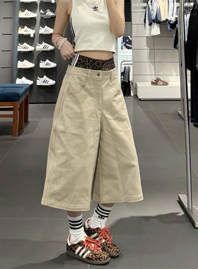 三叶草 女子运动休闲潮流假两件双腰头牛仔七分裤 JX8762 JX7592