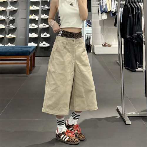 三叶草 女子运动休闲潮流假两件双腰头牛仔七分裤 JX8762 JX7592