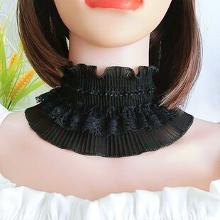 蕾丝高弹多功能假领子女衬衫 饰卫衣套头荷叶边围脖立领假衣领 领装