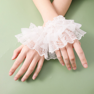 洛丽塔黑白手袖 套 日系甜美Lolita花边袖 套萝莉手环蕾丝腕花边手袖