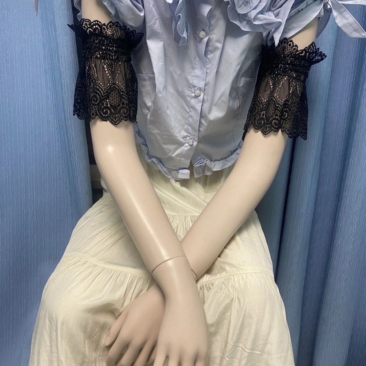 Lolita蕾丝手臂套遮肩膀假袖子遮纹身袖套臂环上臂装饰jk配大臂套
