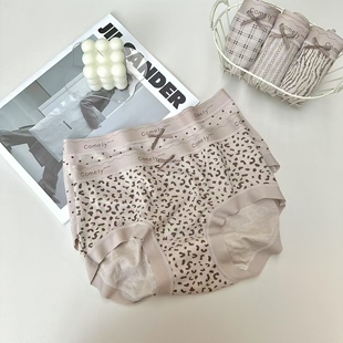 豹纹内裤女款性感奶咖女士内裤新款纯棉裆裤头无痕磨毛三角裤亲肤