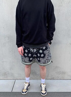 正品ASKYURSELF腰果花小众潮牌夏季运动休闲宽松男士篮球五分短裤