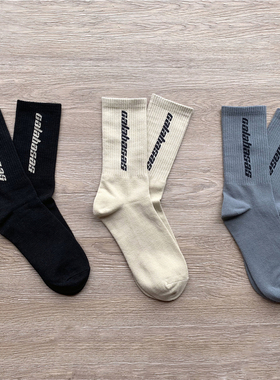 两双包邮CALABASAS秋冬YEEZY厚款SEASON 6侃爷袜子男中筒街舞潮袜