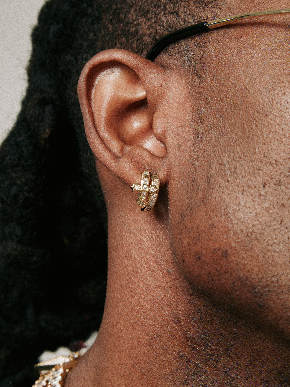 ICEGANG 원래 유럽과 미국의 스텝 스퀘어 다이아몬드 귀걸이 라이트 럭셔리 귀걸이 힙합 남자 정의 귀걸이 귀걸이의 검