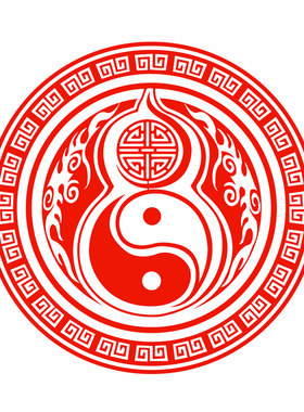 太极葫芦窗花静电贴纸招财吉祥剪纸玻璃贴窗户门双面红色擦水贴