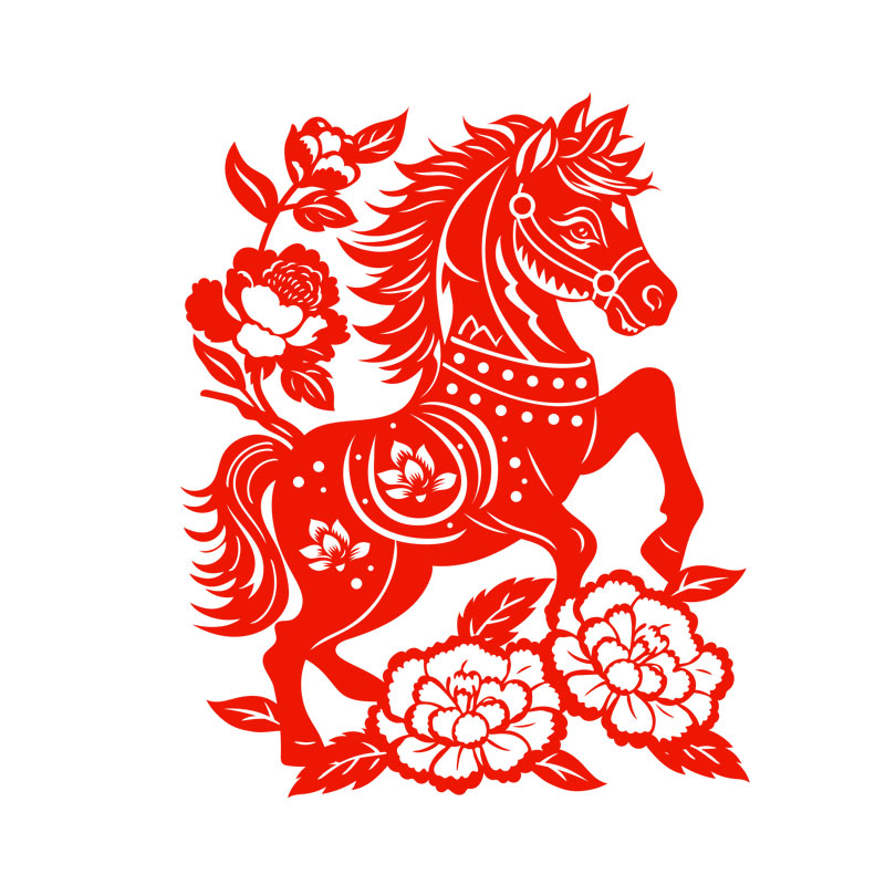 生肖马窗花剪纸马到成功静电贴纸乔迁窗贴玻璃门贴2026新年春节