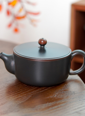 坭兴陶涌泉汉瓦壶 复古中式广西坭兴陶原矿茶具