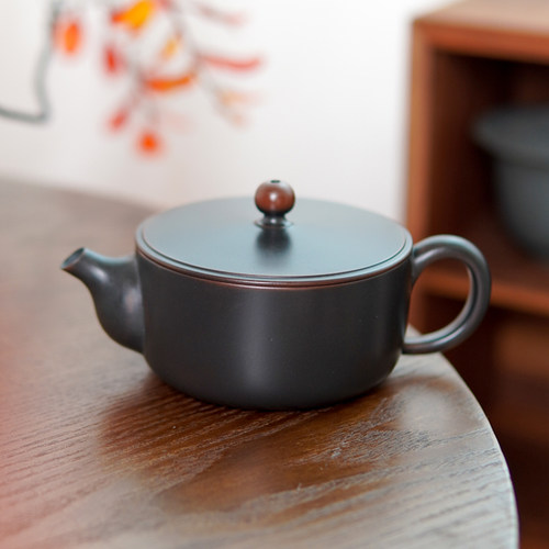 坭兴陶涌泉汉瓦壶 复古中式广西坭兴陶原矿茶具