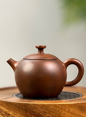 广西钦州坭兴陶茶具 元宝壶 235cc 全手工制作原矿紫泥